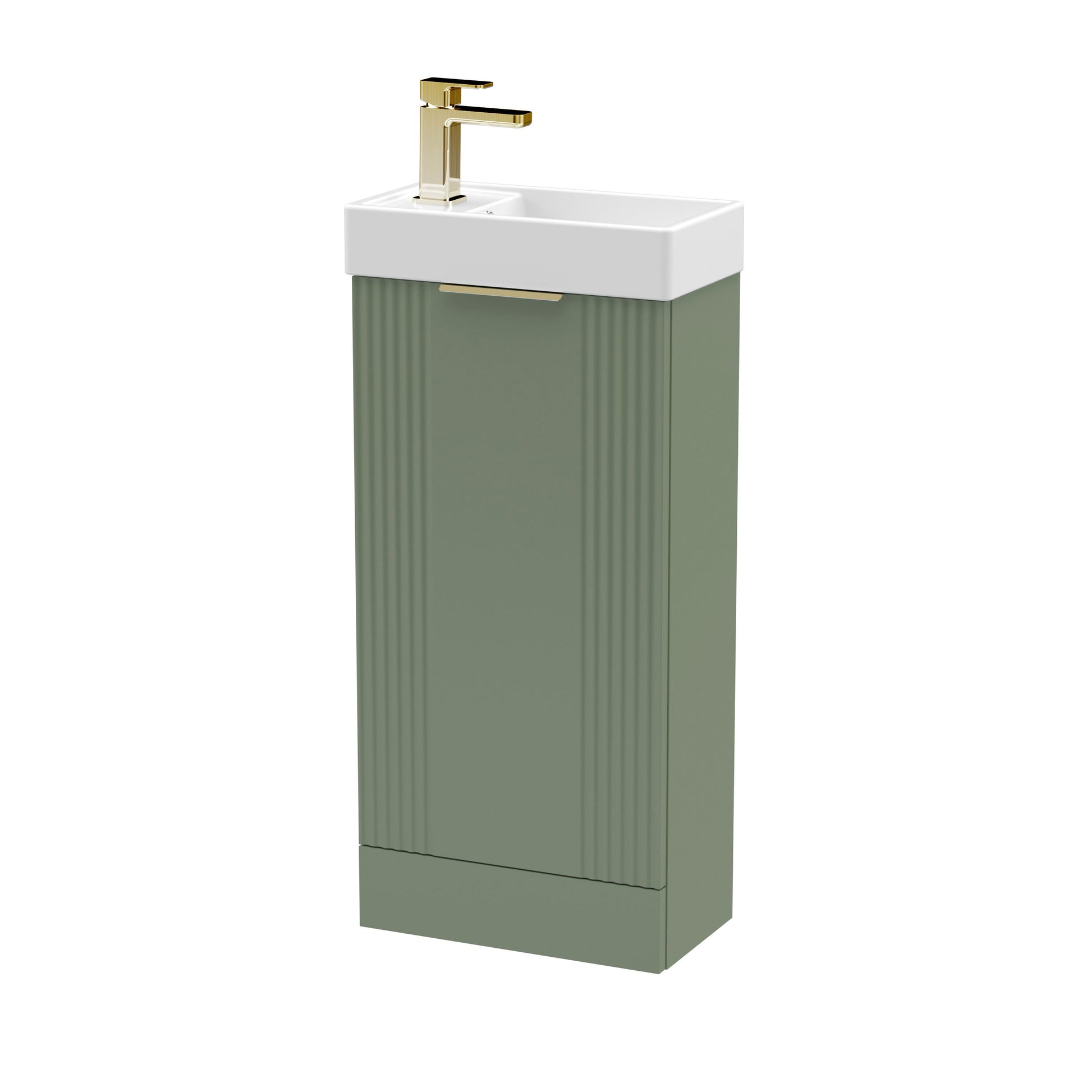 [BFDE820H324] Belvide Retro Floor Standing 1 Door Cloakroom Vanity Basin Unit, 400mm, Choice of Colour and Handle Finish - Cutout