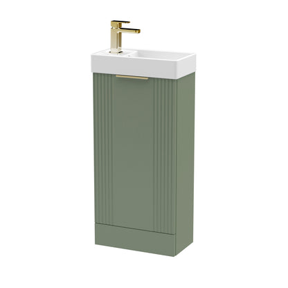 [BFDE820H324] Belvide Retro Floor Standing 1 Door Cloakroom Vanity Basin Unit, 400mm, Choice of Colour and Handle Finish - Cutout