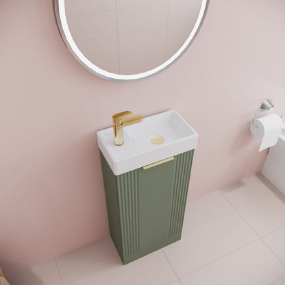 [BFDE820H324] Belvide Retro Floor Standing 1 Door Cloakroom Vanity Basin Unit, 400mm, Choice of Colour and Handle Finish - Lifestyle 2