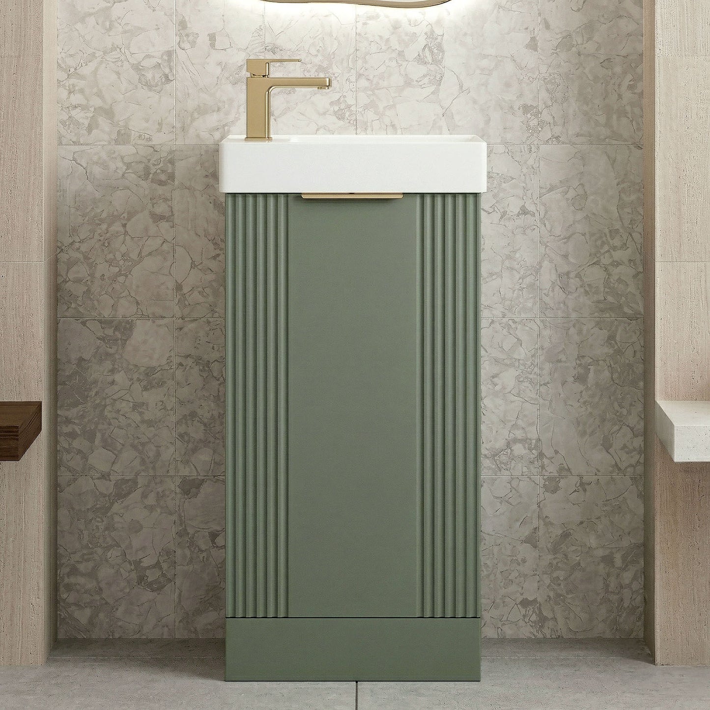[BFDE820H324] Belvide Retro Floor Standing 1 Door Cloakroom Vanity Basin Unit, 400mm, Choice of Colour and Handle Finish - Silo