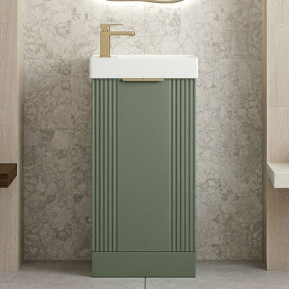 [BFDE820H324] Belvide Retro Floor Standing 1 Door Cloakroom Vanity Basin Unit, 400mm, Choice of Colour and Handle Finish - Silo