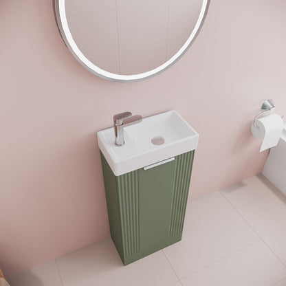 [BFDE820] Belvide Retro Floor Standing 1 Door Cloakroom Vanity Basin Unit, 400mm, Choice of Colour and Handle Finish - Lifestyle 2