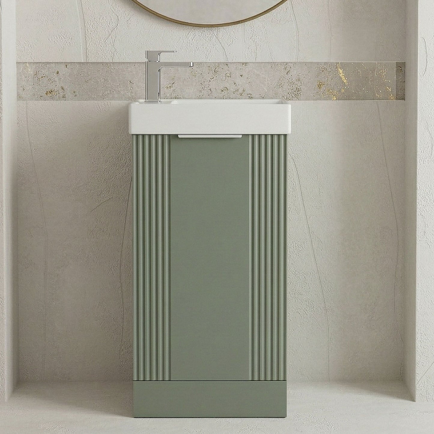 [BFDE820] Belvide Retro Floor Standing 1 Door Cloakroom Vanity Basin Unit, 400mm, Choice of Colour and Handle Finish - Silo