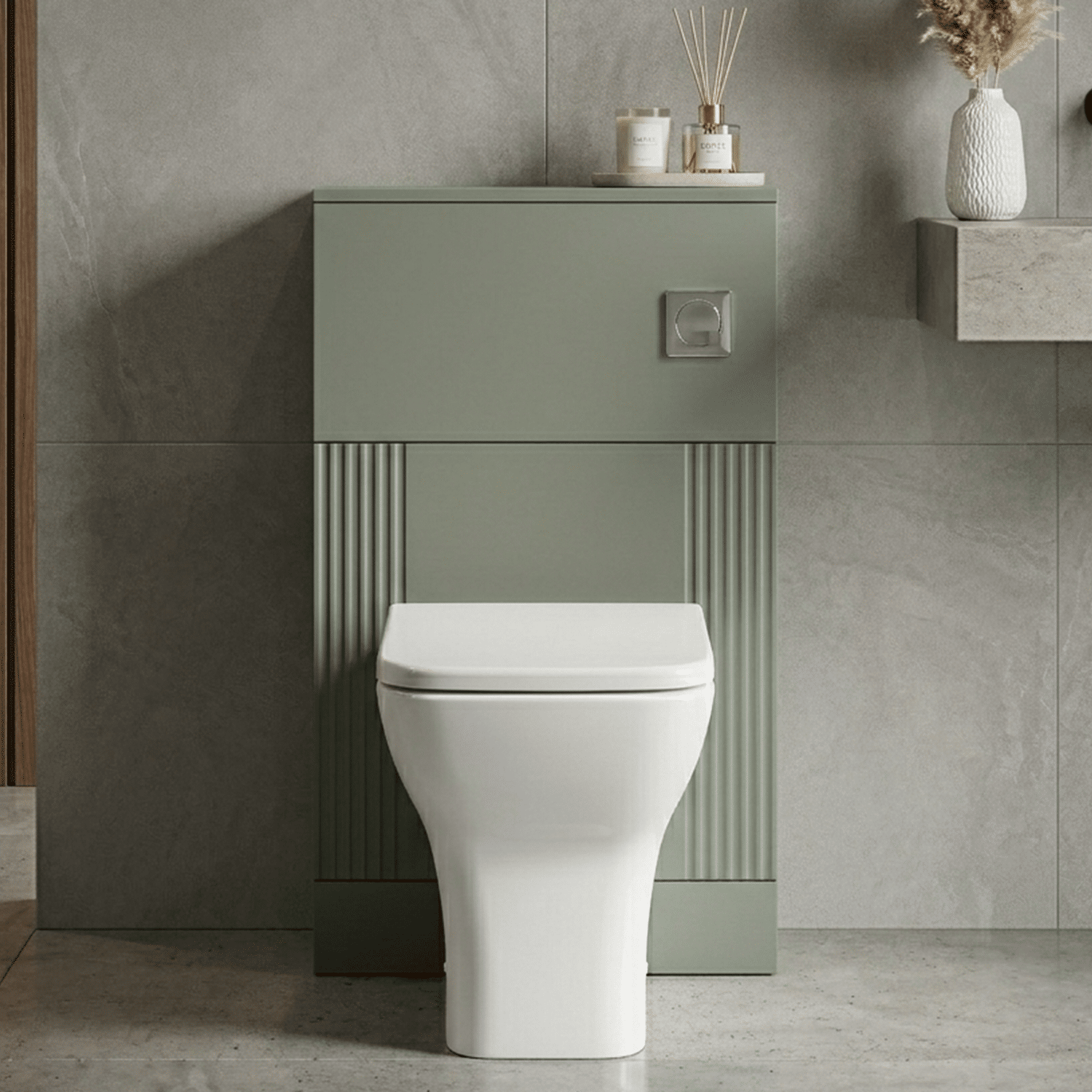 [BFDE841] Belvide Modern Bathroom Retro Floor Standing WC Back to Wall Toilet Unit, 500mm, Choice of Colour - Silo