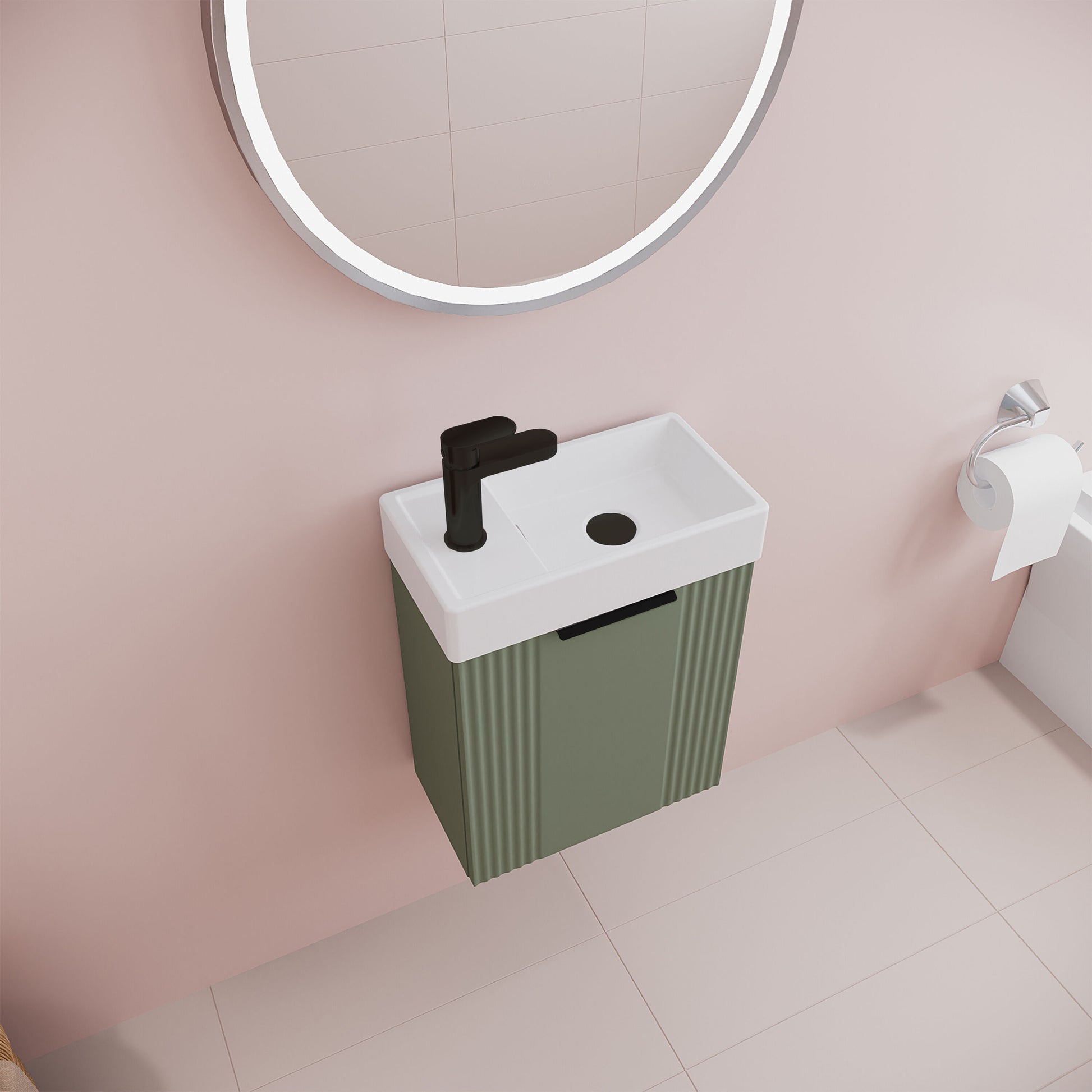 [BFDE890H224] Belvide Retro Wall Hung Bathroom Cloakroom Vanity Basin Unit 438 x 400 x 222mm - Multiple Colours - Lifestyle 2