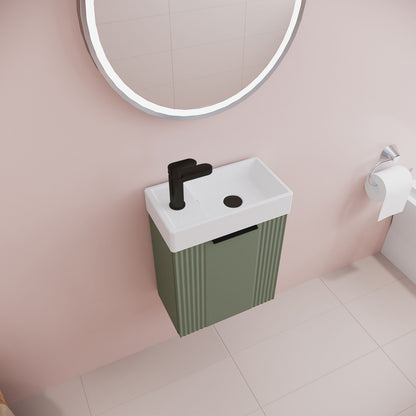[BFDE890H224] Belvide Retro Wall Hung Bathroom Cloakroom Vanity Basin Unit 438 x 400 x 222mm - Multiple Colours - Lifestyle 2
