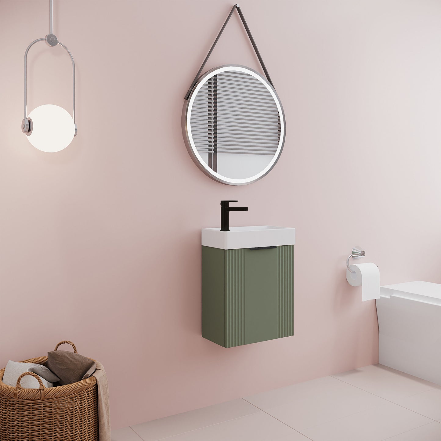 [BFDE890H224] Belvide Retro Wall Hung Bathroom Cloakroom Vanity Basin Unit 438 x 400 x 222mm - Multiple Colours - Lifestyle 3