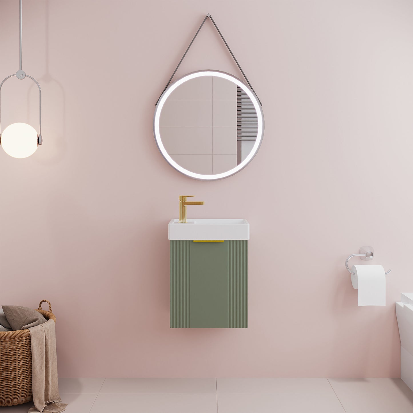 [BFDE890H324] Belvide Retro Wall Hung Bathroom Cloakroom Vanity Basin Unit 438 x 400 x 222mm - Multiple Colours - Lifestyle 1