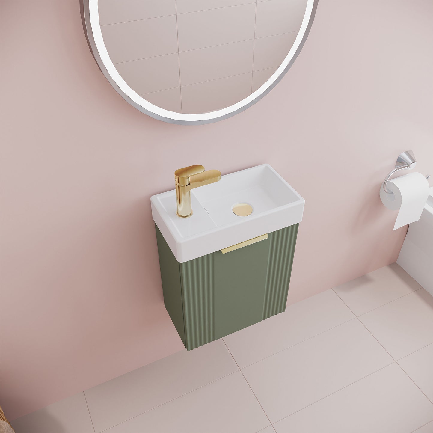 [BFDE890H324] Belvide Retro Wall Hung Bathroom Cloakroom Vanity Basin Unit 438 x 400 x 222mm - Multiple Colours - Lifestyle 2