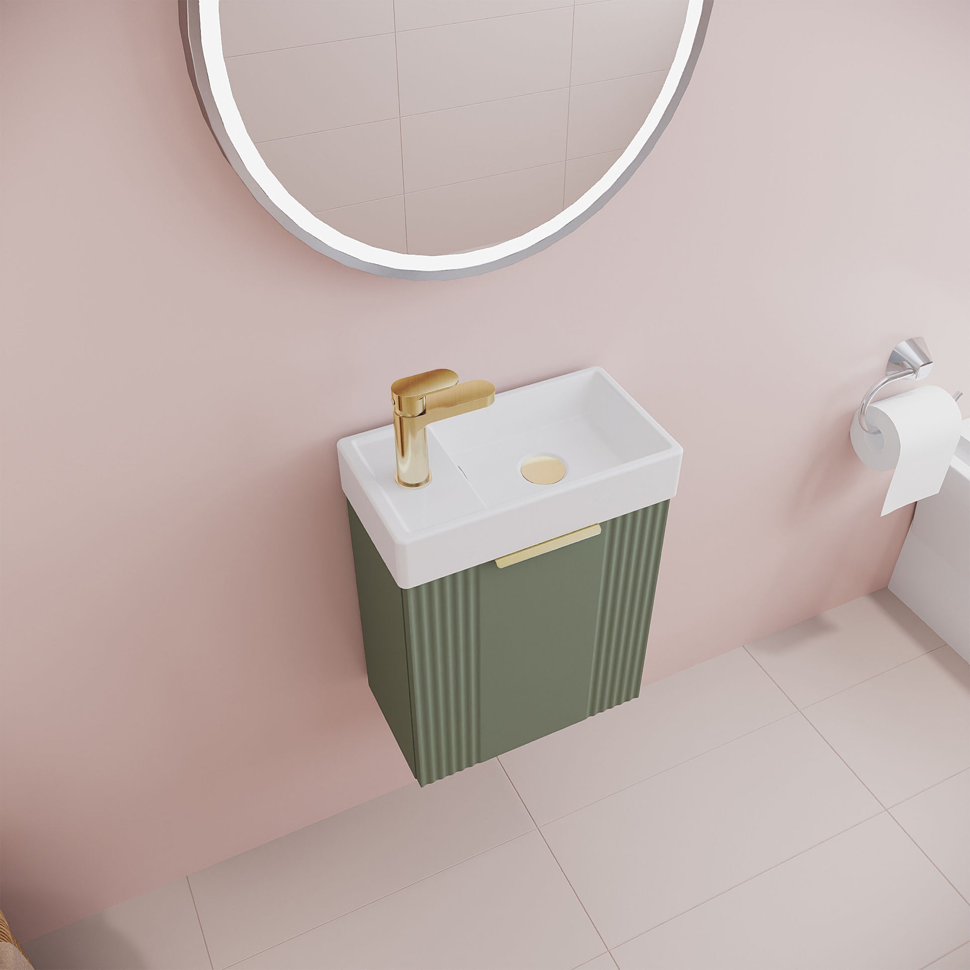 [BFDE890H324] Belvide Retro Wall Hung Bathroom Cloakroom Vanity Basin Unit 438 x 400 x 222mm - Multiple Colours - Lifestyle 2