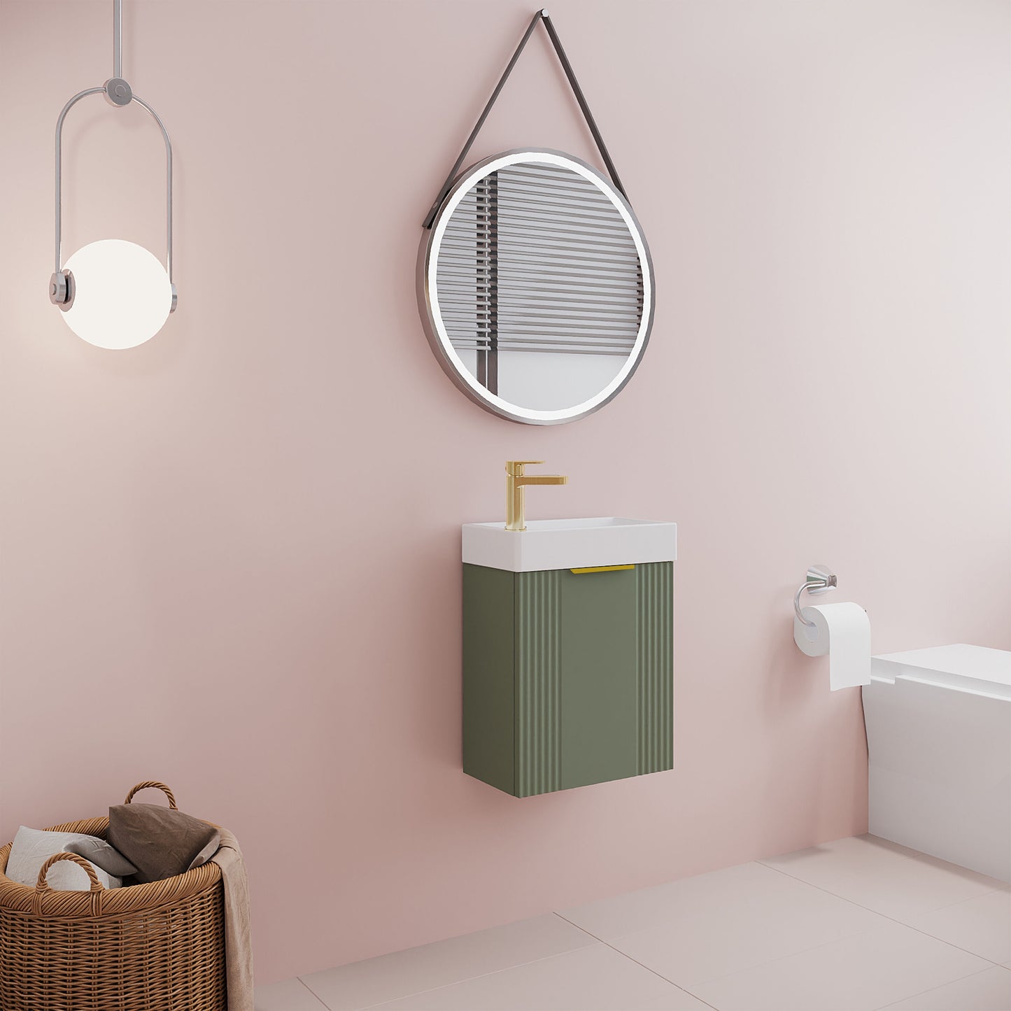 [BFDE890H324] Belvide Retro Wall Hung Bathroom Cloakroom Vanity Basin Unit 438 x 400 x 222mm - Multiple Colours - Lifestyle 3