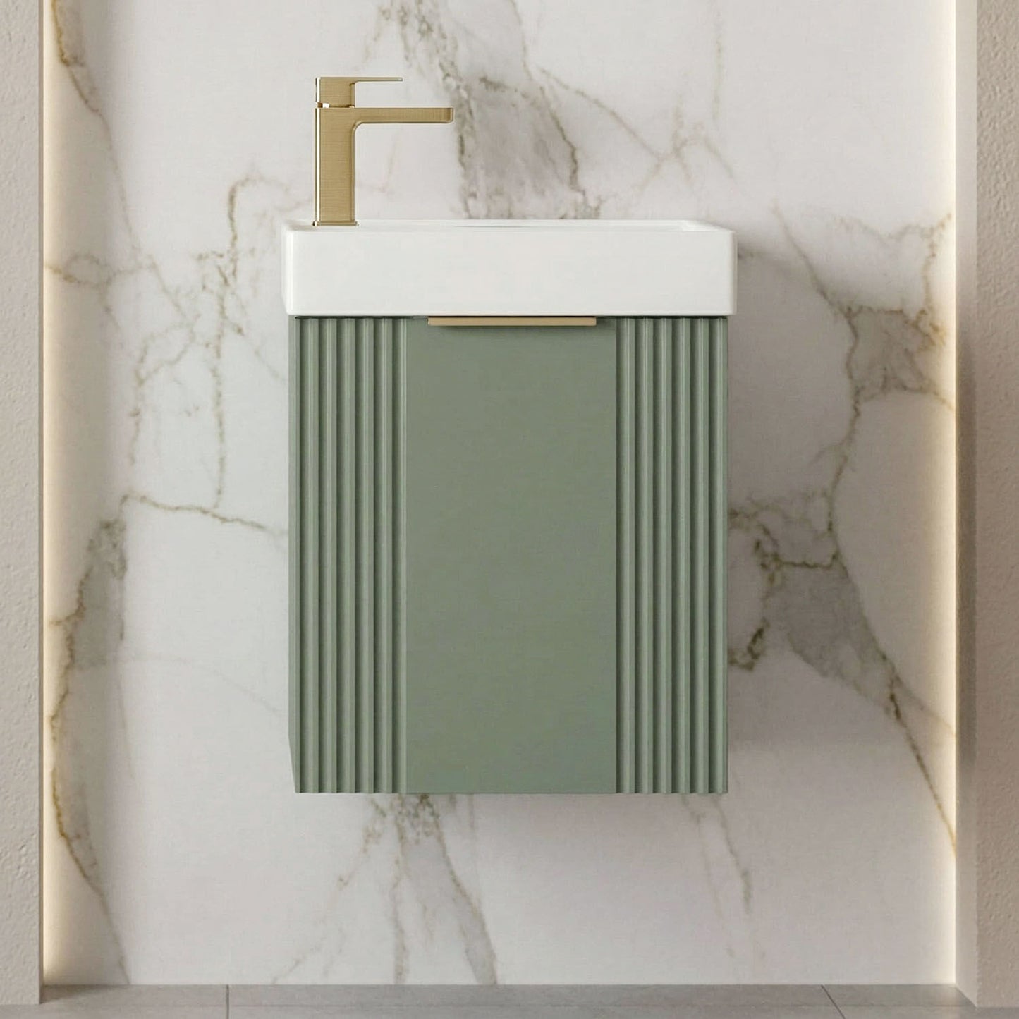[BFDE890H324] Belvide Retro Wall Hung Bathroom Cloakroom Vanity Basin Unit 438 x 400 x 222mm - Multiple Colours - Silo