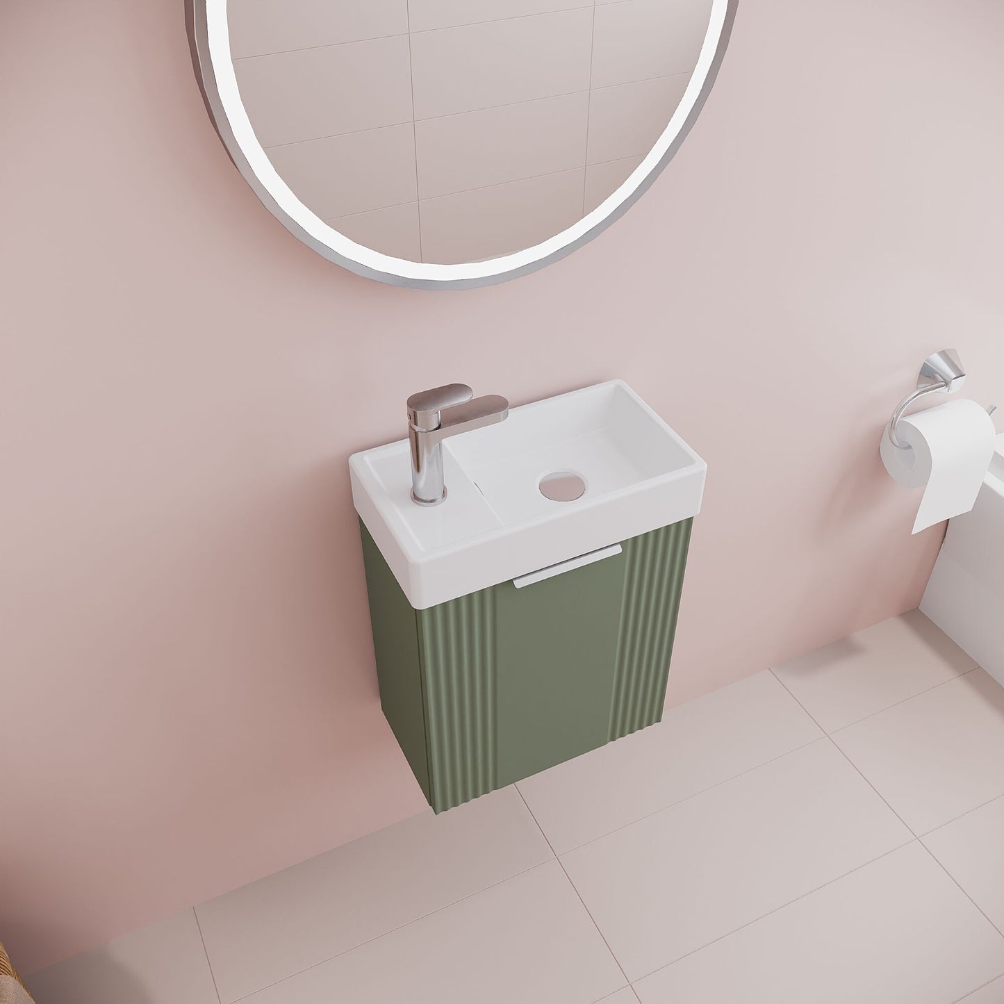 [BFDE890] Belvide Retro Wall Hung Bathroom Cloakroom Vanity Basin Unit 438 x 400 x 222mm - Multiple Colours - Lifestyle 2