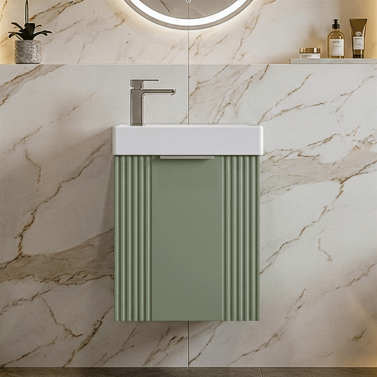 [BFDE890] Belvide Retro Wall Hung Bathroom Cloakroom Vanity Basin Unit 438 x 400 x 222mm - Multiple Colours - Silo