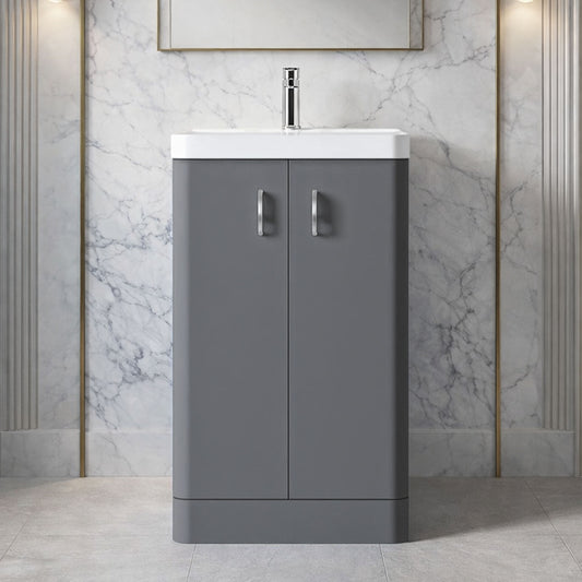 [BFDRF500GR] Direction 500mm 2 Door Floor Basin Unit - Silo