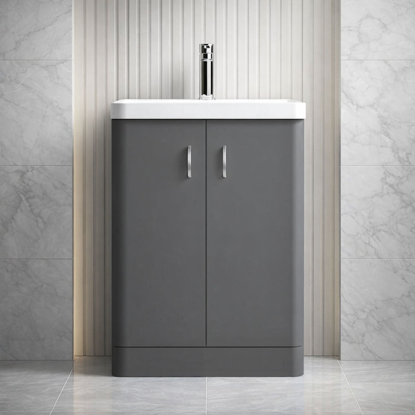 [BFDRF600GR] Direction 600mm 2 Door Floor Basin Unit - Silo