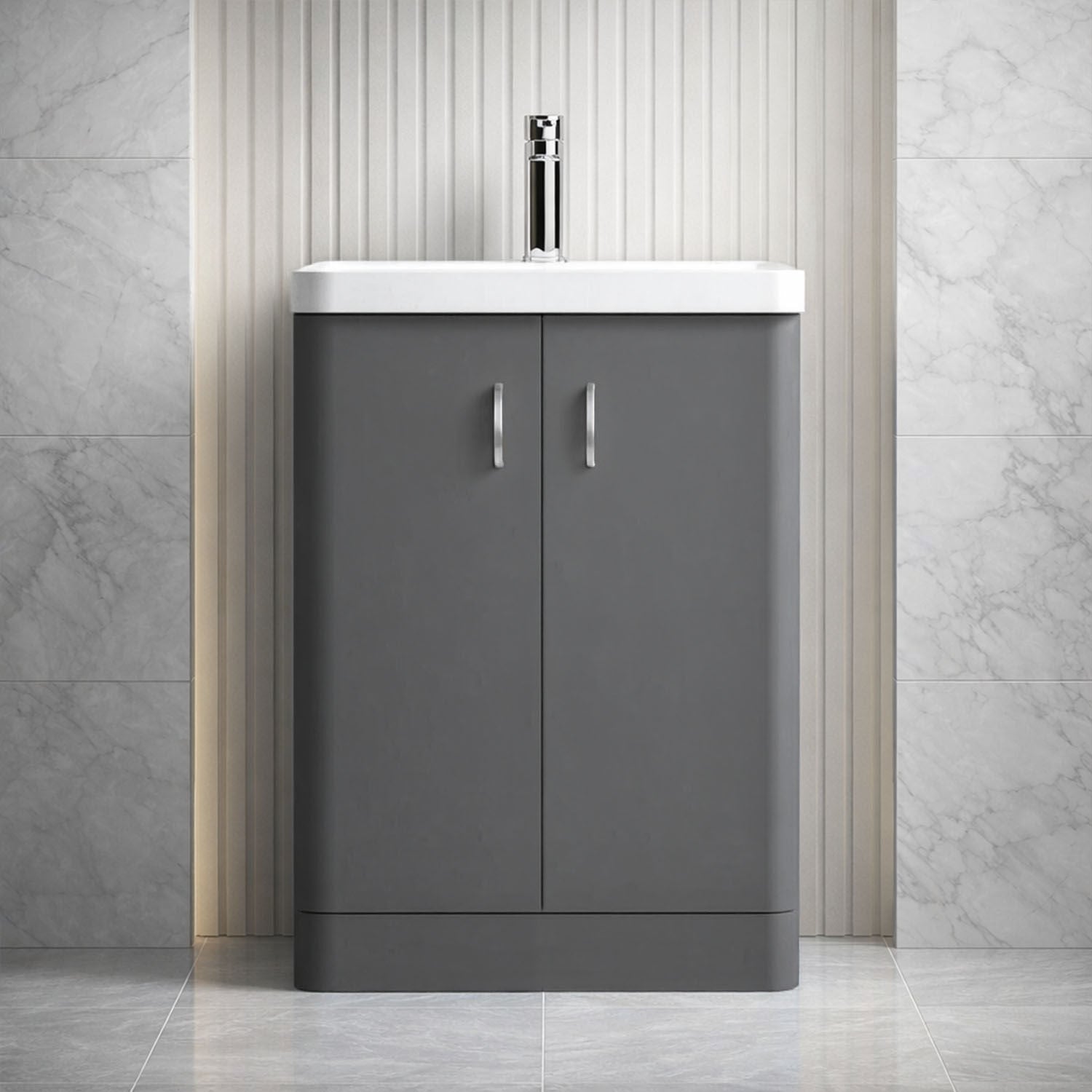 [BFDRF600GR] Direction 600mm 2 Door Floor Basin Unit - Silo