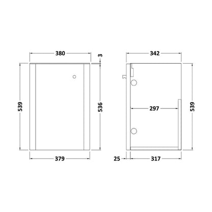 [BFDRW400AB] Direction 400mm 1 Door W/Hung Basin Unit - Technical Drawing