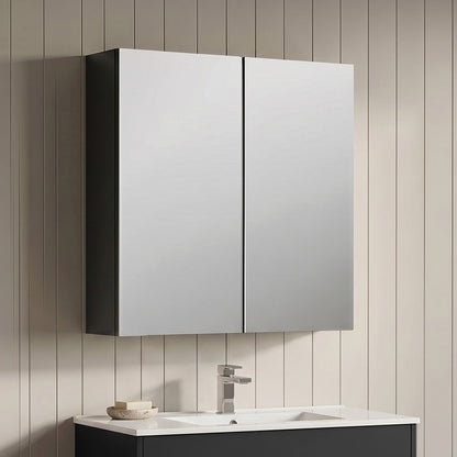 [BFDT1417] Aldershawe 600mm 2 Door Dark Grey Wall Hung 50/50 Mirror Cabinet - Silo