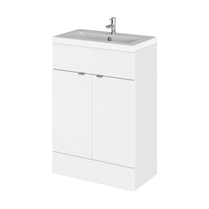 [BFDY107A] Alrewas Contemporary 2 Door Floor Standing Vanity Unit with Basin, Gloss White, 600mm - Cutout