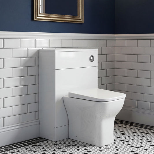 [BFDY119A] Alrewas Contemporary Floor Standing Compact WC Unit with Worktop, Gloss White, 600mm - Silo