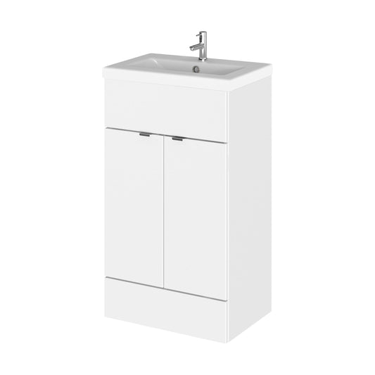 [BFDY124A] Alrewas Contemporary 2 Door Floor Standing Vanity Unit with Basin, Gloss White, 500mm - Cutout