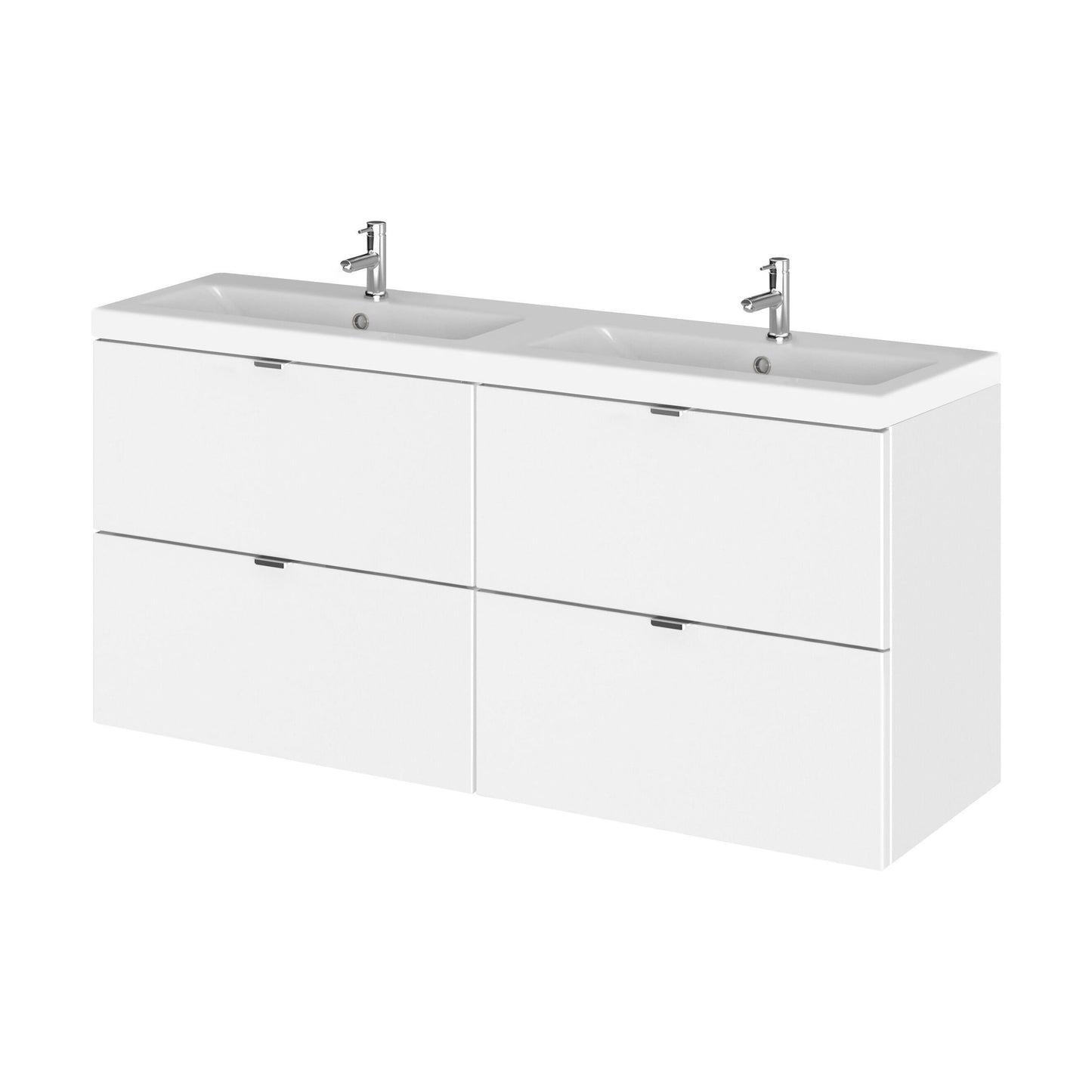 [BFDY132A] Alrewas Contemporary 4 Drawer Wall Hung Vanity Unit with Basin, Gloss White, 1200mm - Cutout