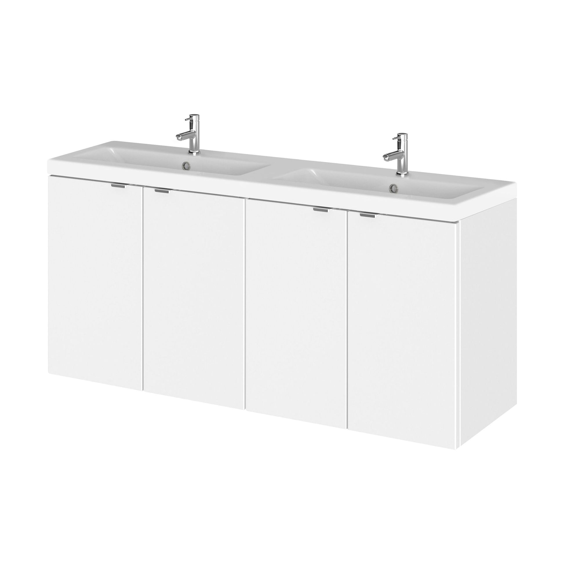 [BFDY133A] Alrewas Contemporary 2 Door Wall Hung Vanity Unit with Basin, Gloss White, 1200mm - Cutout