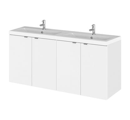 [BFDY133A] Alrewas Contemporary 2 Door Wall Hung Vanity Unit with Basin, Gloss White, 1200mm - Cutout