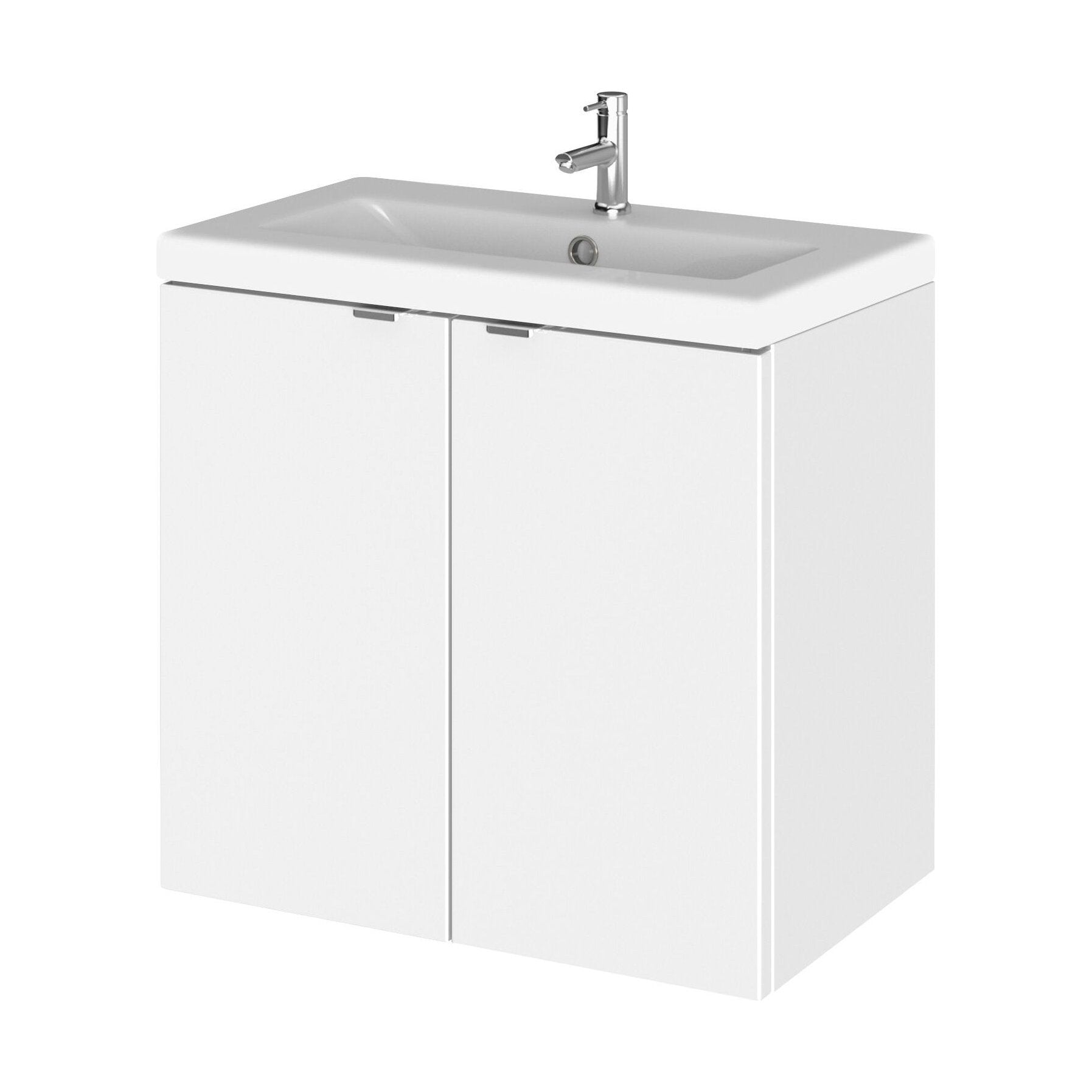 [BFDY136A] Alrewas Contemporary 2 Door Wall Hung Vanity Unit with Basin, Gloss White, 600mm - Cutout