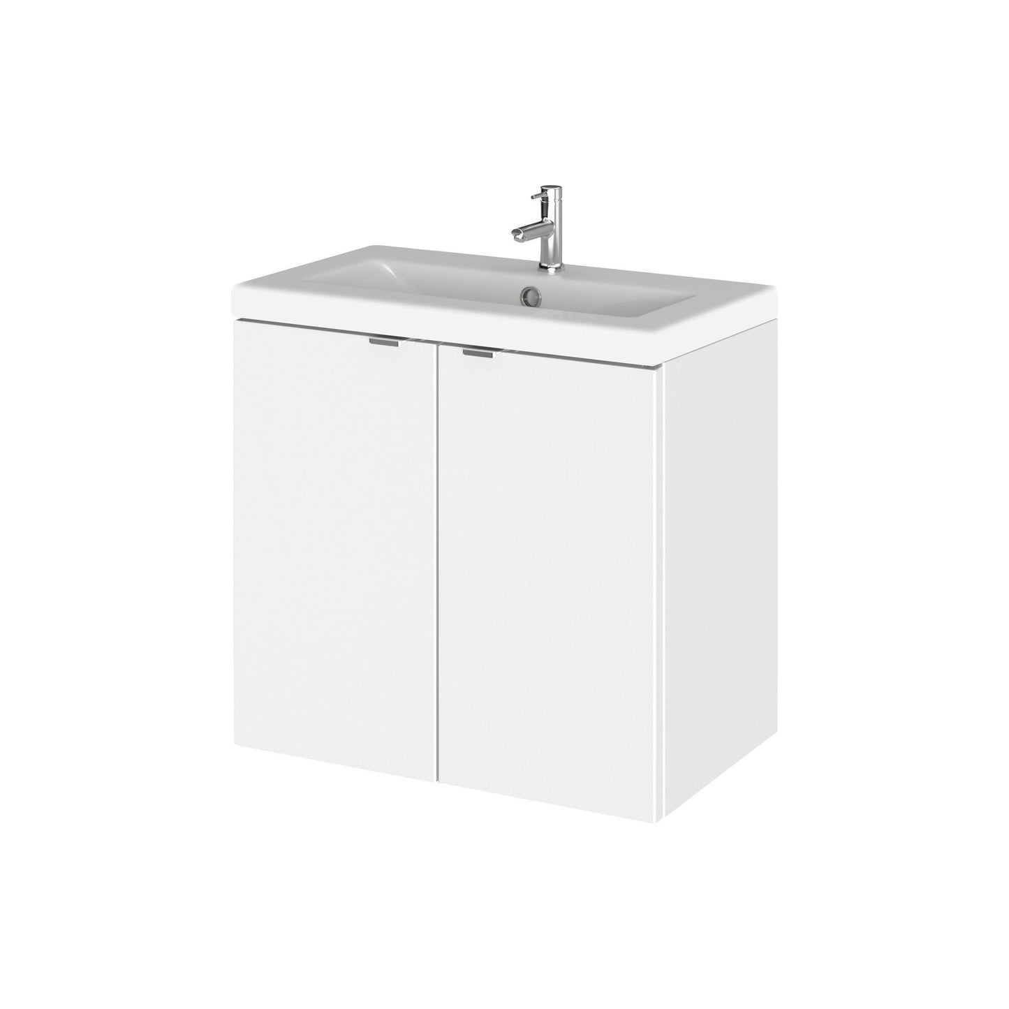 [BFDY136A] Alrewas Contemporary 2 Door Wall Hung Vanity Unit with Basin, Gloss White, 600mm - Cutout