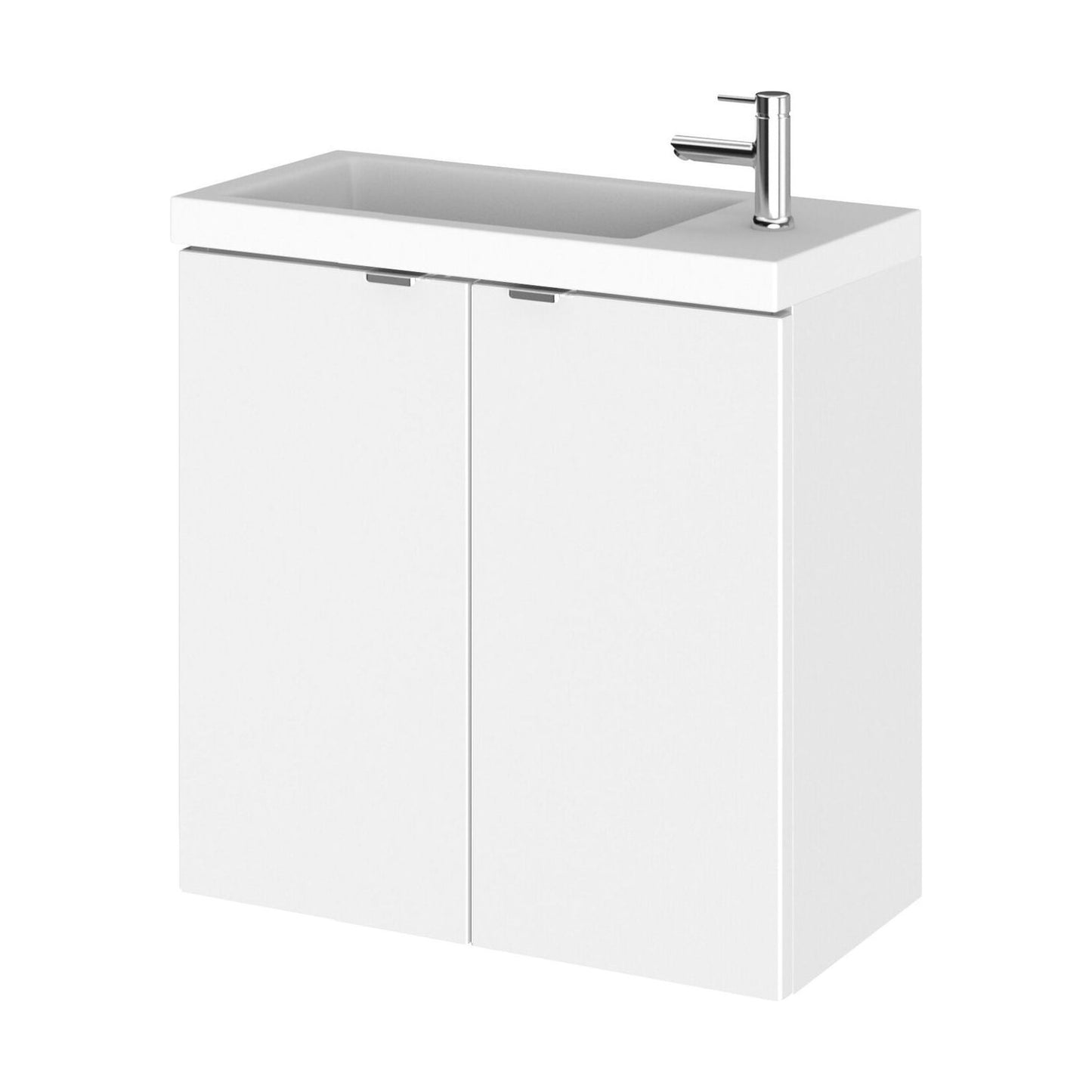 [BFDY138] Alrewas Contemporary 2 Door Wall Hung Vanity Unit with Basin, Gloss White, 500mm - Cutout