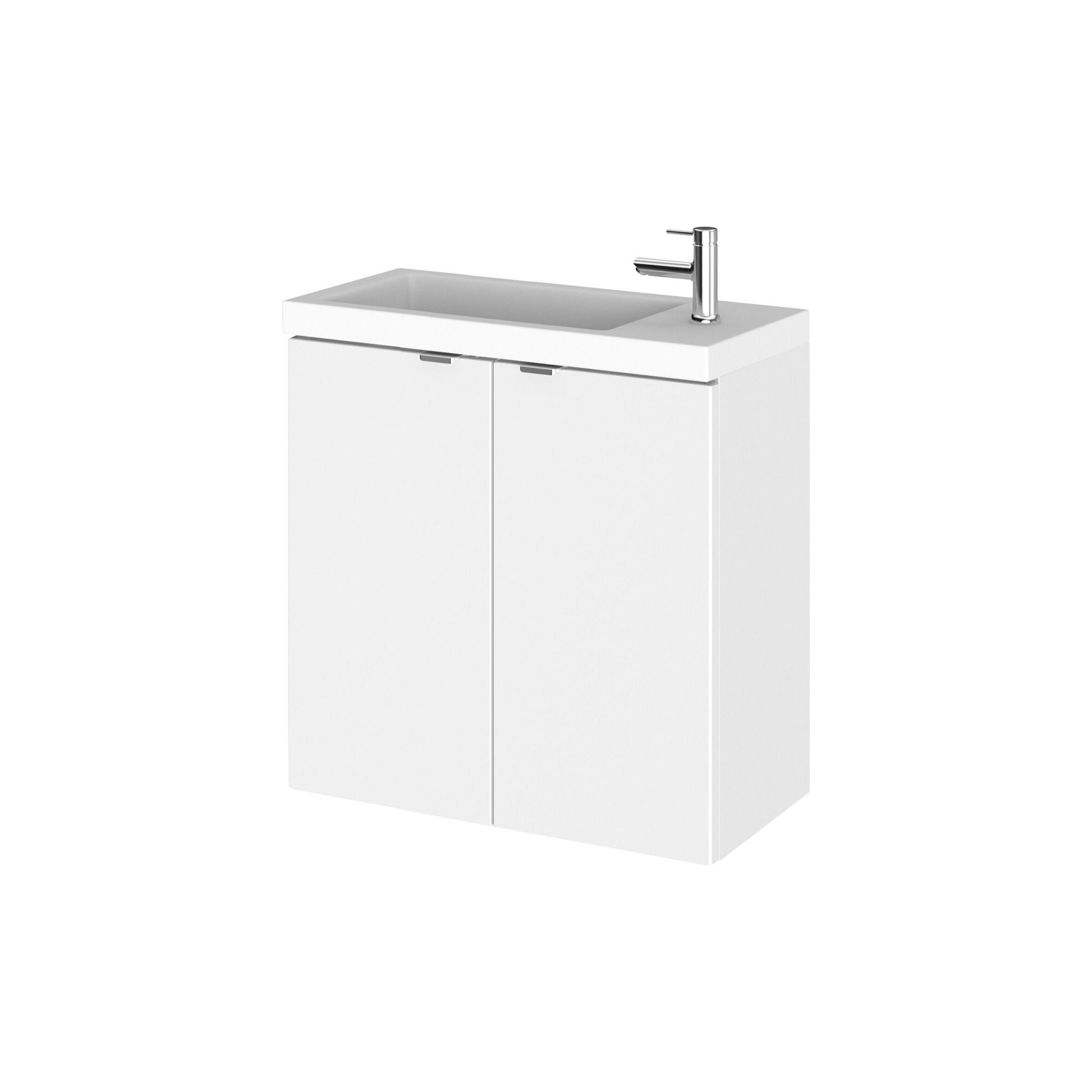 [BFDY138] Alrewas Contemporary 2 Door Wall Hung Vanity Unit with Basin, Gloss White, 500mm - Cutout