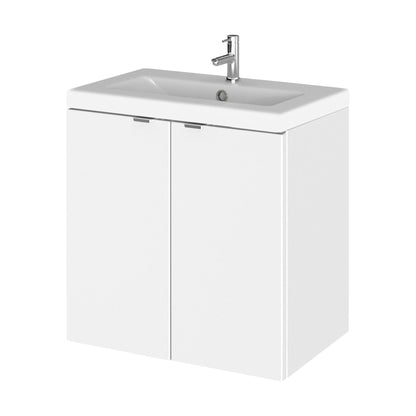 [BFDY140A] Alrewas Contemporary 2 Door Wall Hung Vanity Unit with Basin, Gloss White, 500mm - Cutout