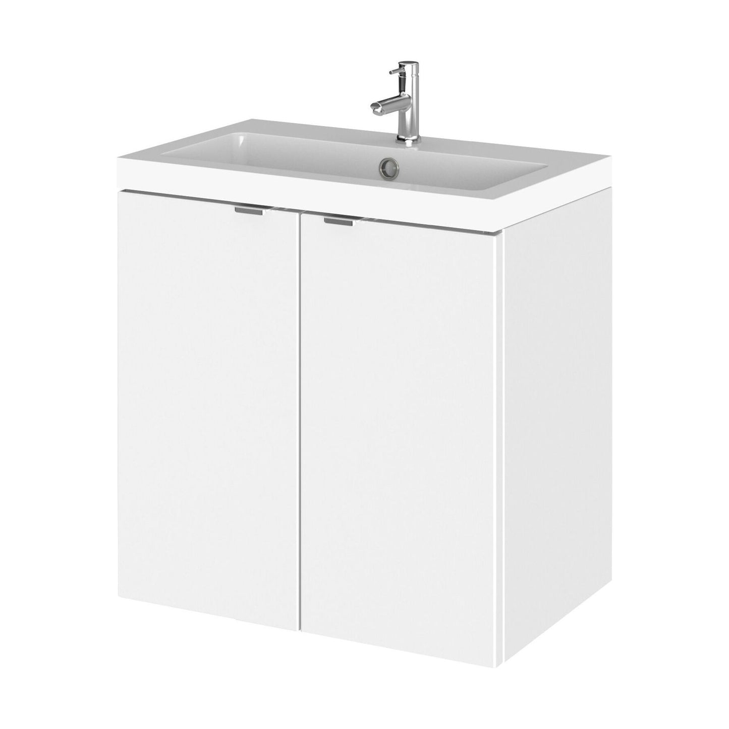 [BFDY140] Alrewas Contemporary 2 Door Wall Hung Vanity Unit with Basin, Gloss White, 500mm - Cutout