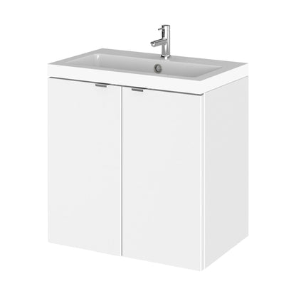 [BFDY140] Alrewas Contemporary 2 Door Wall Hung Vanity Unit with Basin, Gloss White, 500mm - Cutout