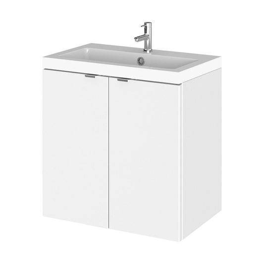 [BFDY140] Alrewas Contemporary 2 Door Wall Hung Vanity Unit with Basin, Gloss White, 500mm - Cutout
