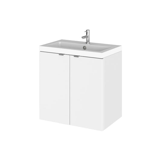 [BFDY140] Alrewas Contemporary 2 Door Wall Hung Vanity Unit with Basin, Gloss White, 500mm - Cutout