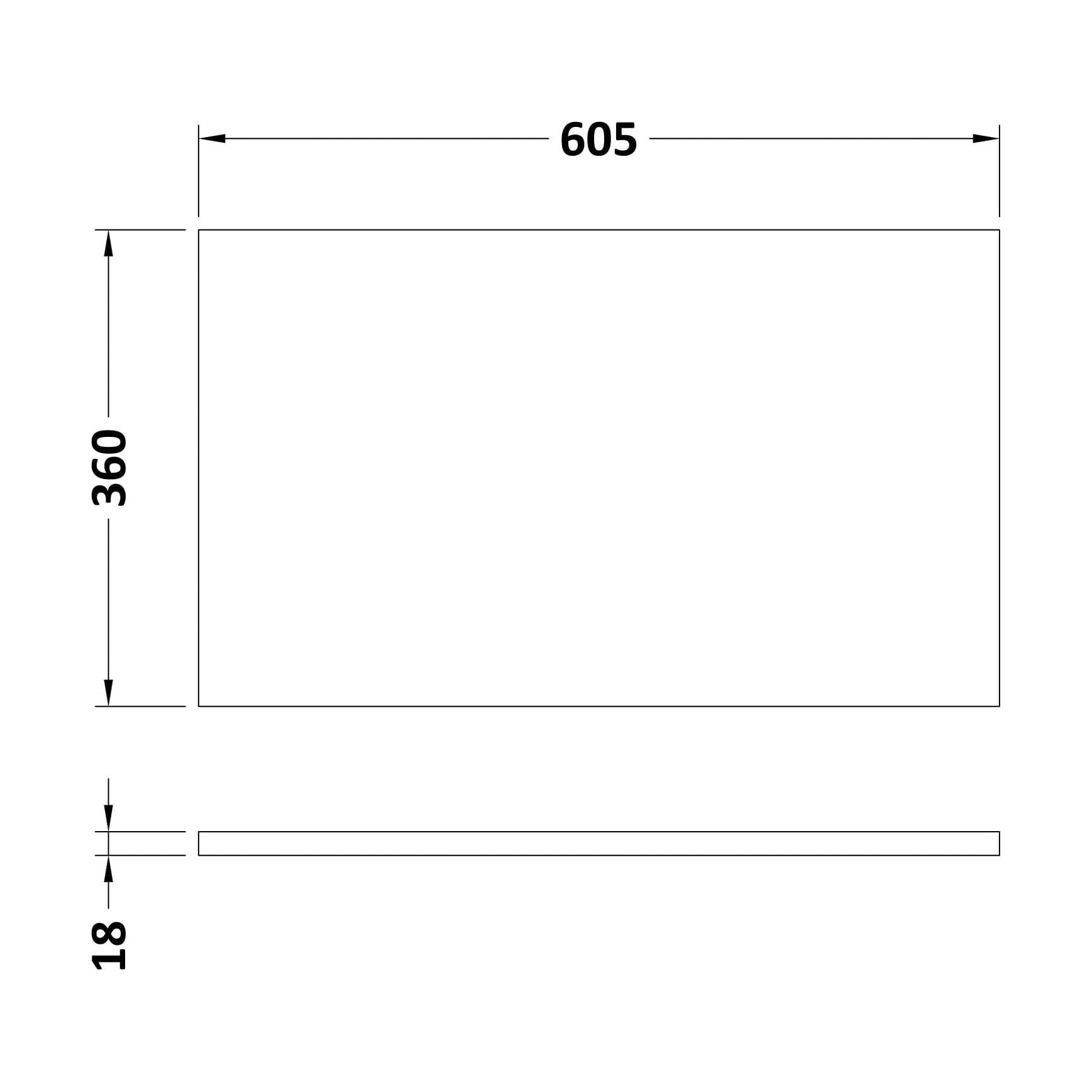 [BFDY144] 600 WC Unit Top 605x360 - Technical Drawing