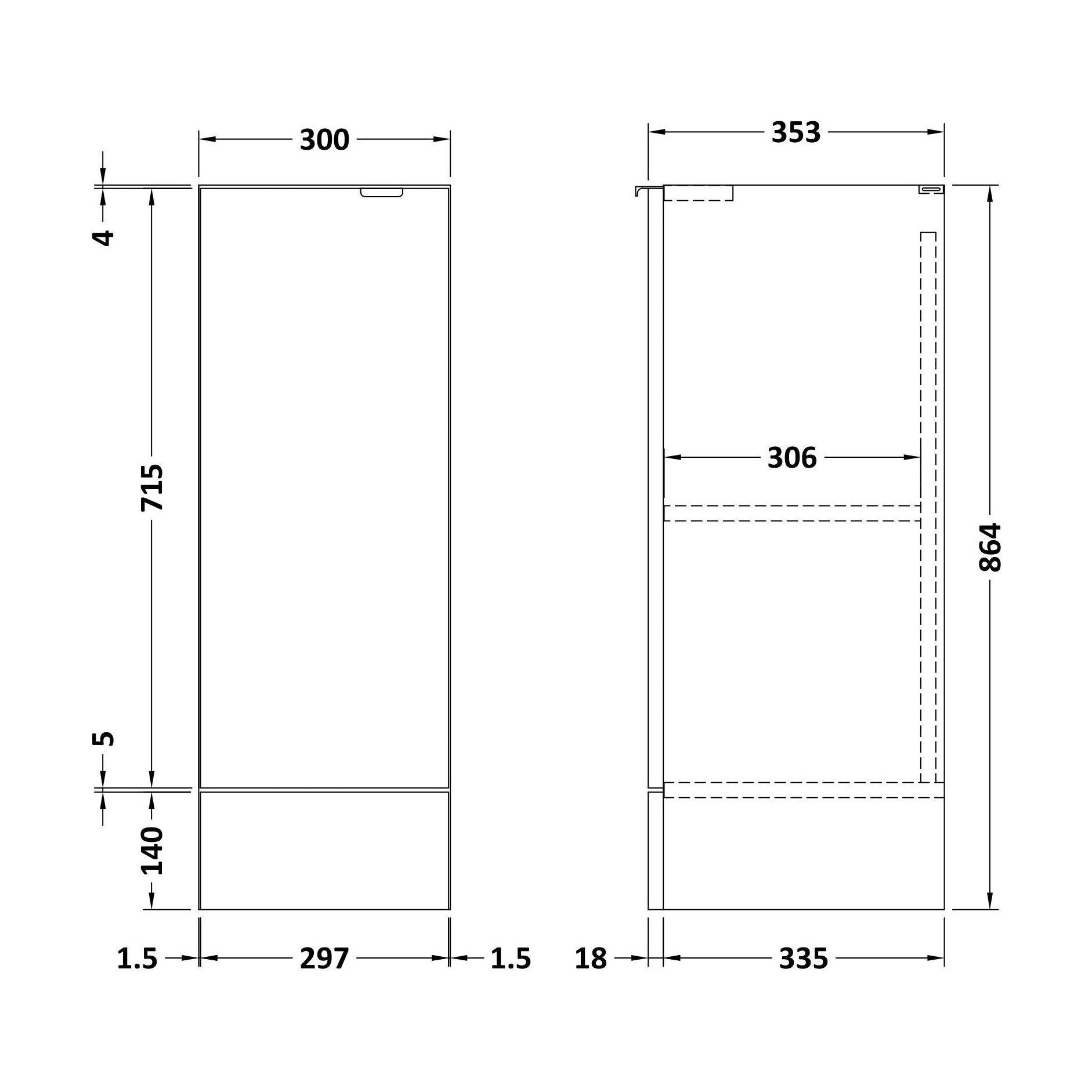 [BFDY182] 300 Base Unit GLWHT - Technical Drawing