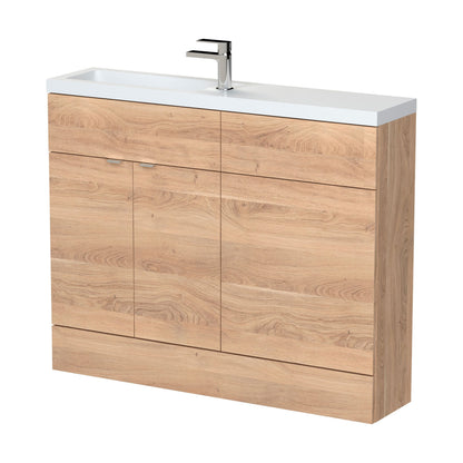 [BFDY3001] Alrewas Contemporary 2 Door Floor Standing Compact Combination Unit with Basin, Bleached Oak, 1100mm - Cutout