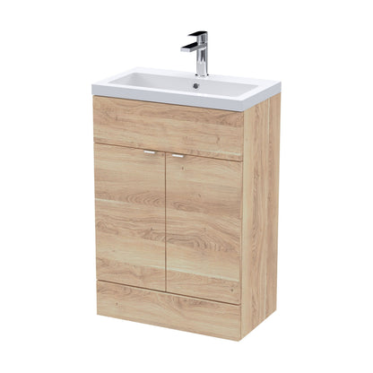 [BFDY3007A] Alrewas Contemporary 2 Door Floor Standing Vanity Unit with Basin, Bleached Oak, 600mm - Cutout