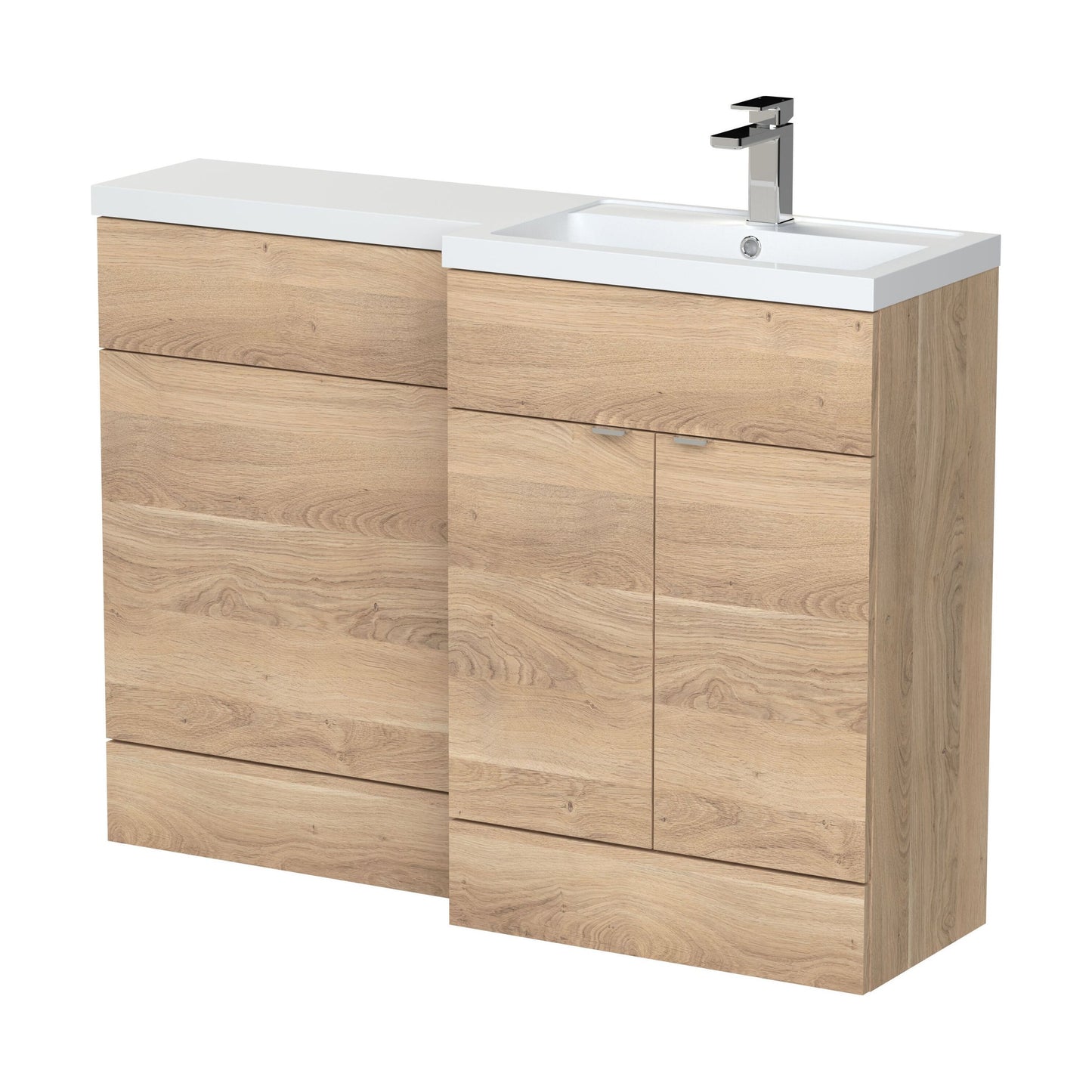 [BFDY3010] Alrewas Contemporary 2 Door Right-Hand Floor Standing Combination Unit with Basin, Bleached Oak, 1200mm - Cutout