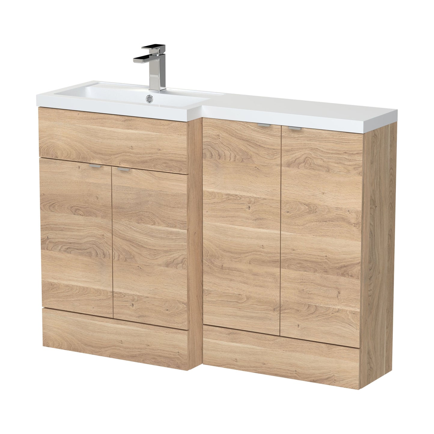 [BFDY3011] Alrewas Contemporary 2 Door Left-Hand Floor Standing Combination Unit with Basin, Bleached Oak, 1200mm - Cutout