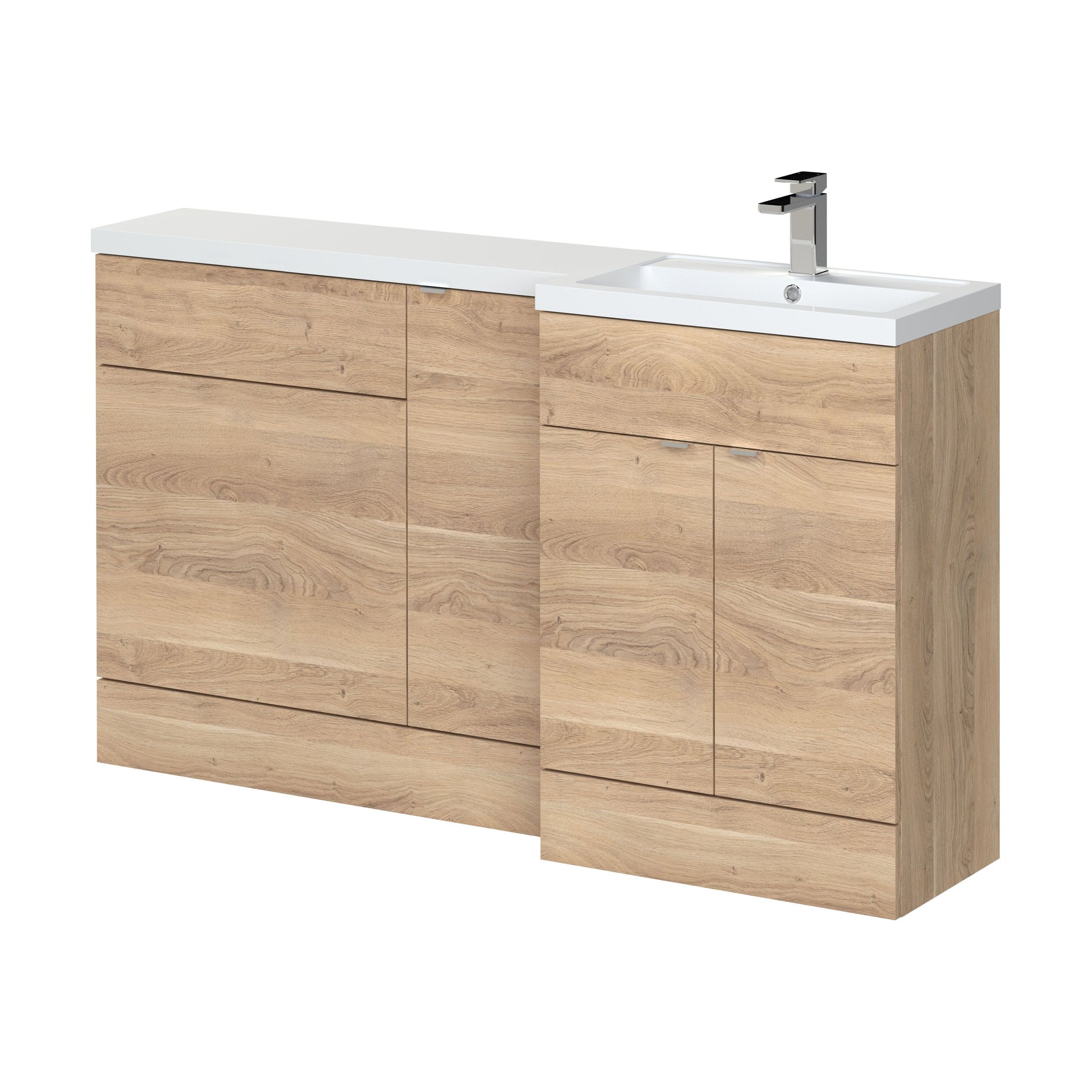 [BFDY3014] Alrewas Contemporary 2 Door Right-Hand Floor Standing Combination Unit with Basin, Bleached Oak, 1500mm - Cutout