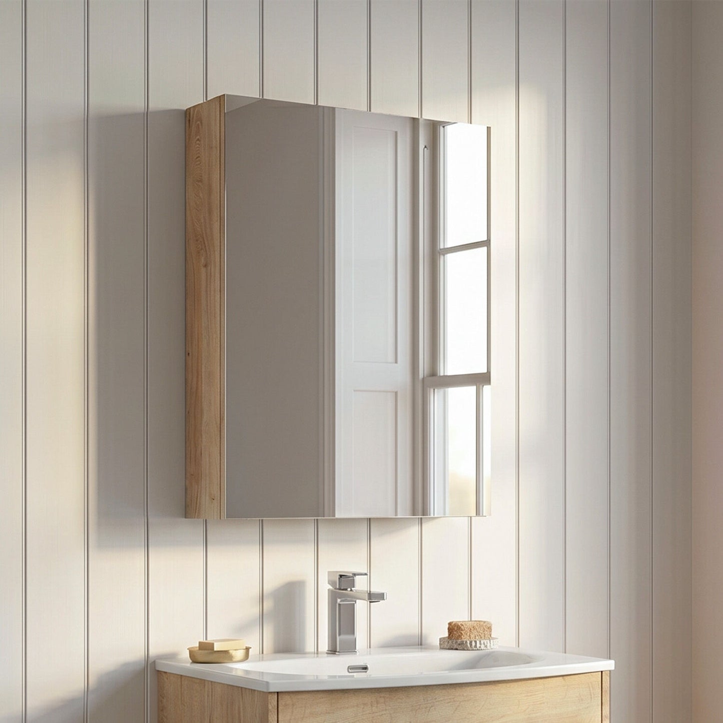 [BFDY3016] Alrewas Contemporary 2 Door Right-Hand Floor Standing Combination Unit with Basin, Bleached Oak, 1500mm - Silo