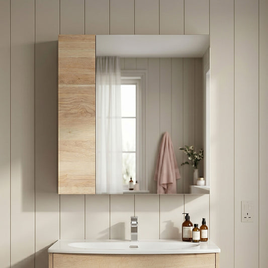 [BFDY3018] Alrewas Contemporary 2 Door Right-Hand Floor Standing Combination Unit with Basin, Bleached Oak, 1500mm - Silo
