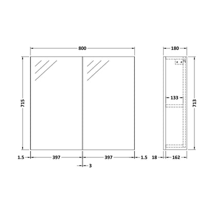 [BFDY3019] 800 Mirror Unit 50/50 - Technical Drawing