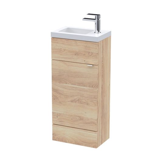 [BFDY3021] Alrewas Contemporary 1 Door Floor Standing Compact Vanity Unit with Basin, Bleached Oak, 400mm - Cutout