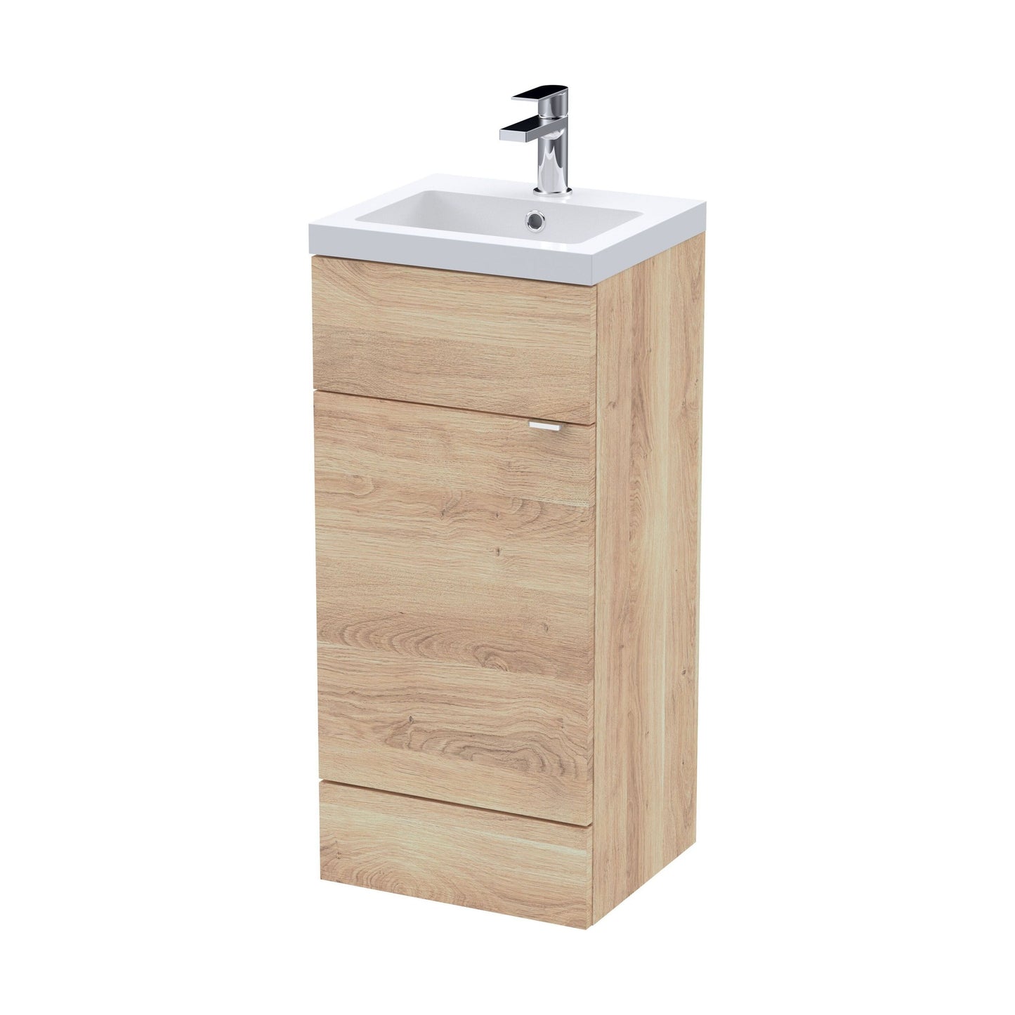 [BFDY3023] Alrewas Contemporary 1 Door Floor Standing Vanity Unit with Basin, Bleached Oak, 400mm - Cutout